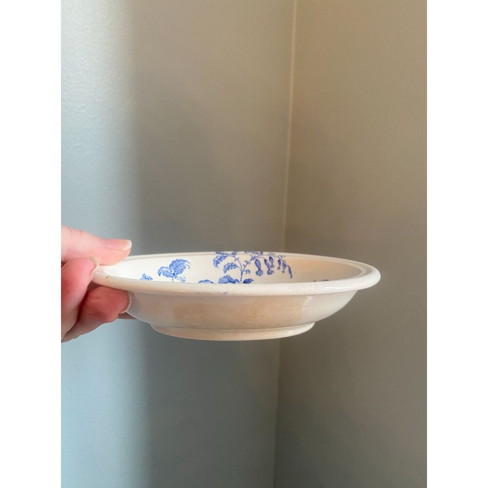 Antique Charlotte Royal Crownford Ironstone England Blue Floral Oval Dish 6" x 4 - Picture 2 of 6